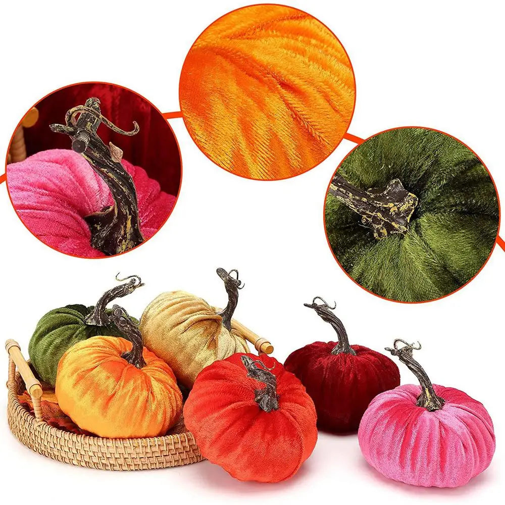 Fall Artificial Pumpkins Velvet Foam Pumpkin Thanksgiving Halloween Decoration Autumn Table Centerpiece Decorative Ornaments - NTKSTORE