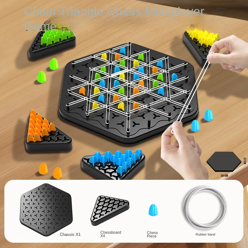 Geometry Chain Chess Board games Triangle Chess Desktop Game Rubber Band Training Family Interaction Exercise Thinking Toy Gifts - NTKSTORE