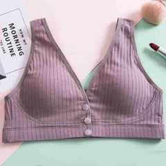 Female Mom Nursing Bra Cotton Maternity Thin Women Breastfeeding Underwear Front Open Buckle Breathable Ladies Women Brassiere - NTKSTORE