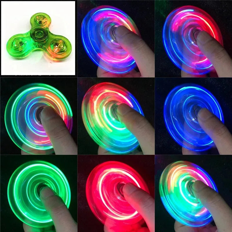 Crystal Luminous LED light Fidget Spinner Hand Top Spinners Glow in Dark EDC Stress Relief Toys Kinetic Gyroscope for Children - NTKSTORE