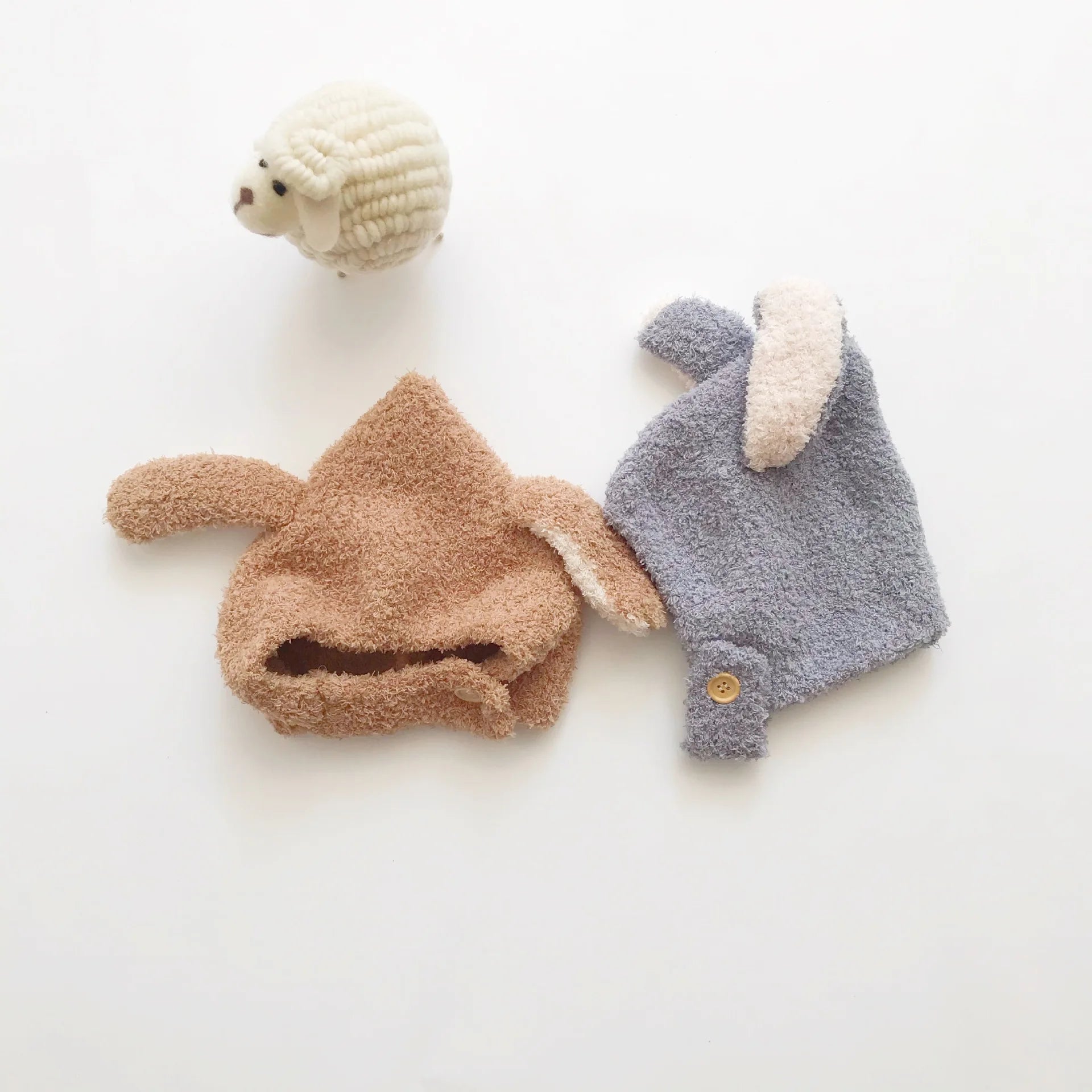 Cute Baby Winter Hat Fleece Warm Bonnets Rabbit Ear Hats for Kids Infant Babies Accessories Newborn Photography Props Boys Girls - NTKSTORE