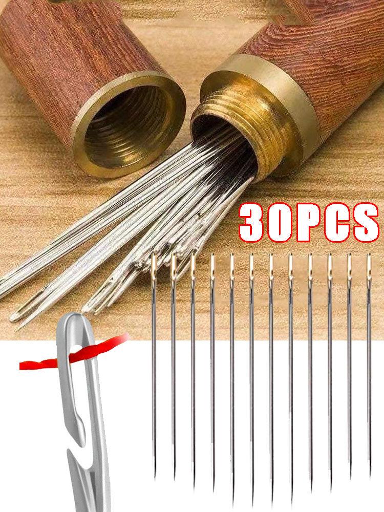 30pcs Blind Sewing Needle Elderly Stainless Steel Quick Automatic Self-Threading Needle Stitching Pins DIY Punch Needle Threader - NTKSTORE