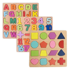 Colorful Alphabet Number Wooden Puzzles Kids Intelligent Matching Game Preschool Children Early Educational Toys