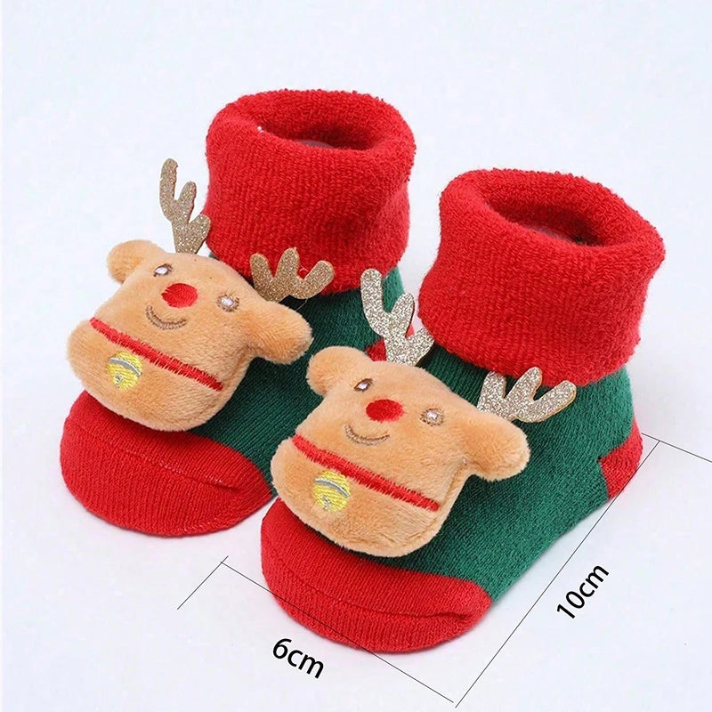 Kids Christmas Socks For 0-12Months Children's Short Socks Girls Boys Winter Warm Cotton Toddler New Year Gift Santa Claus Socks - NTKSTORE