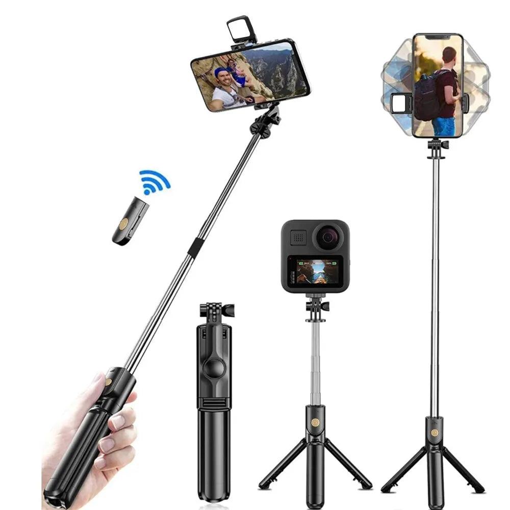 Handheld 360 Degree Flexible Sports Camera Monopod Stand Mobile Phone Mini Selfie Stick Tripod With Wireless Remote - NTKSTORE