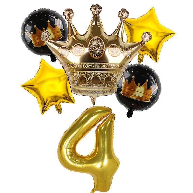 2pcs 32inch Rainbow Number Foil Balloons with Crown for Kids Boy Girl 1st Birthday Party Decorations Rose Gold Figures Globos - NTKSTORE