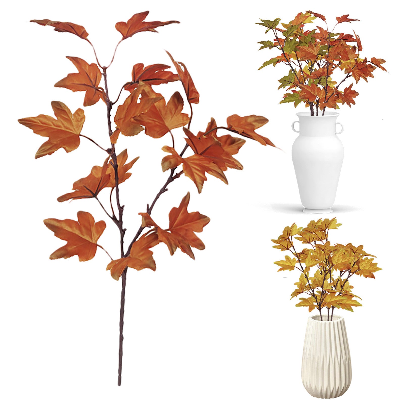 Artificial Leaves Kitchen Fall For Home Maple Stems Thanksgiving Leaves Outdoor Decor Branch Vase Flowers Artificial Tall - NTKSTORE