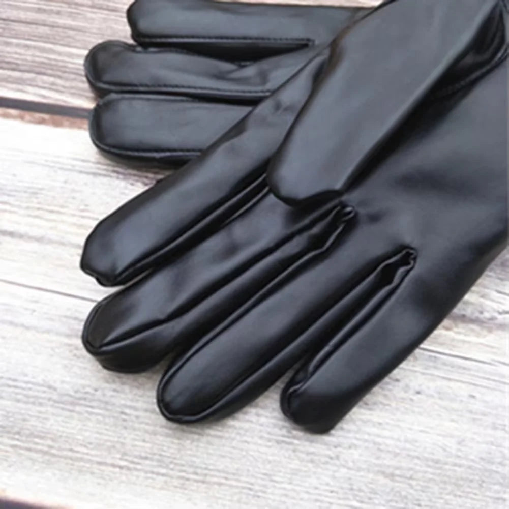 Winter Cycling PU Leather Gloves Outdoor Men Women Motorcycle Waterproof Warm Thick Riding Electric Car Warm Non-Slip Gloves - NTKSTORE