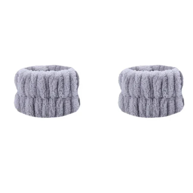 2Pcs Wristband for Yoga Washing Face Soft Flannel Wrist Strap Reusable Makeup Towel Wrist Velvet Towel Girls Elastic Face Wash - NTKSTORE