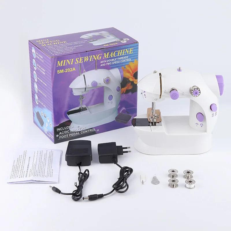 Household 202Mini Sewing Machines Handheld Sewing Machine with Light Cutter Foot Pedal Portable Night Light Sewing Machine - NTKSTORE