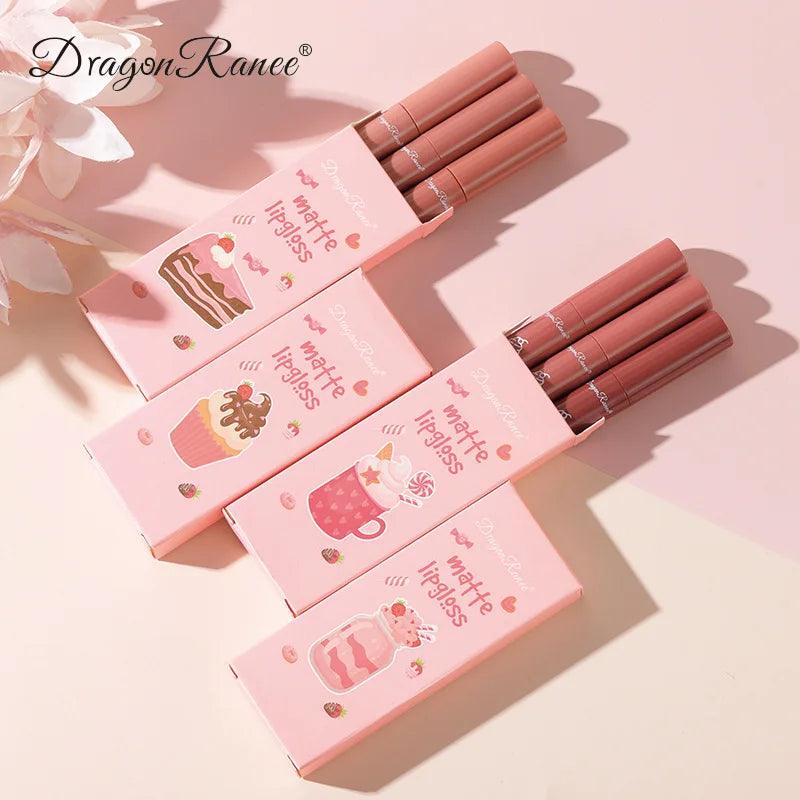 3Pcs/set Matte Velvet Lip Gloss Waterproof Long-lasting Liquid Lipstick Cosmetic Beauty Cream Lipstick Makeup maquillages - NTKSTORE