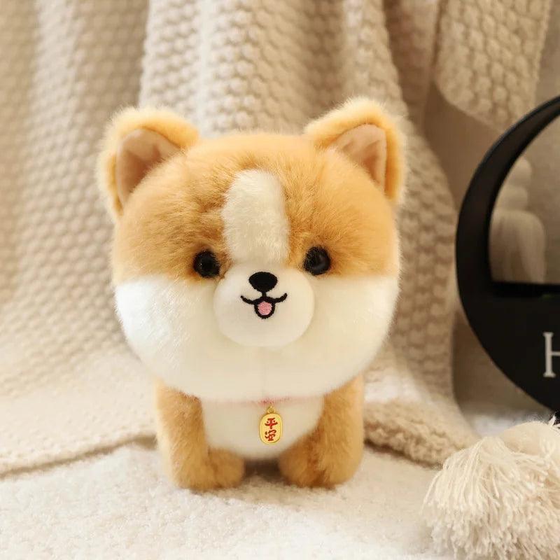 Adorbale Furry Plush Corgi Dog Plush Toy Stuffed Big Head Kawaii Lifelike Animal Shiba inu ChowChow Yorkshire Bichon Husky Doll - NTKSTORE