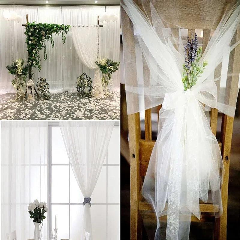 5/10M Sheer Crystal Wedding Tulle Roll Organza Fabric For Wedding Birthday Party Backdrop Decor DIY Wedding Organza Chair Sashes - NTKSTORE
