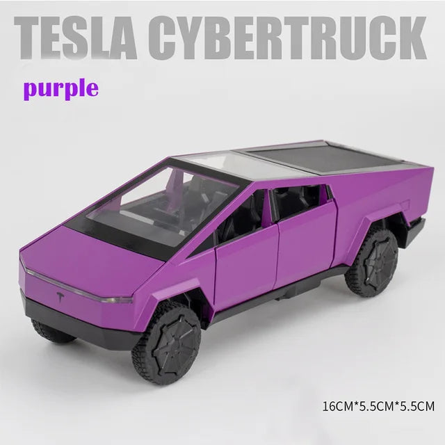 1:32 Tesla Cybertruck Pickup Alloy Car Model Diecast Toy Vehicle Sound And Light Simitation For Children Christmas Gift Boy Toys