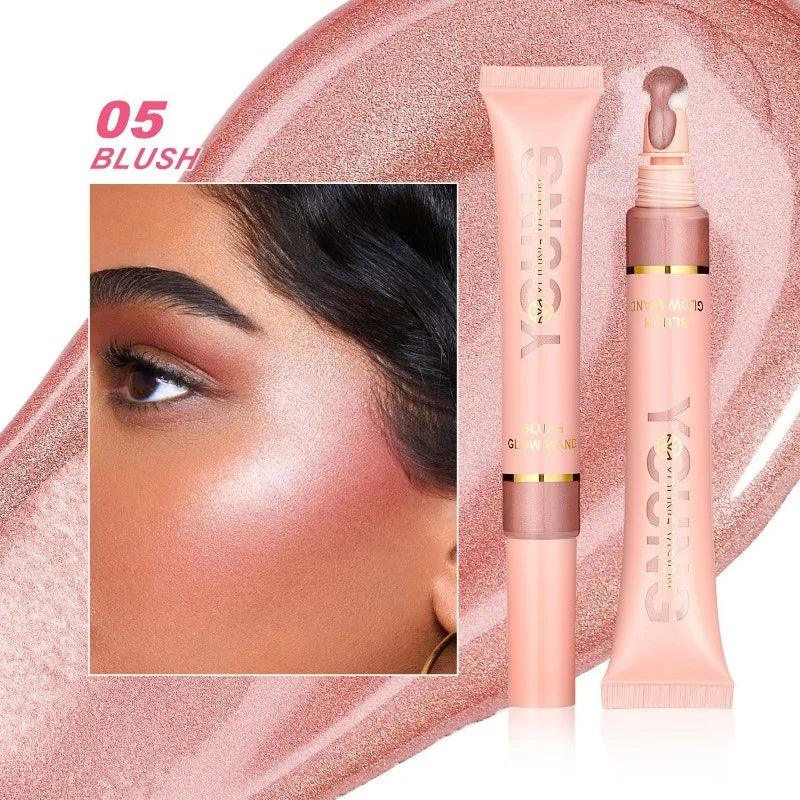 Liquid Air Cushion Highlight Blush Stick Contour Pearlescent Delicate Shimmer Stick Powder Blusher Liquid Skin-friendly Makeup - NTKSTORE