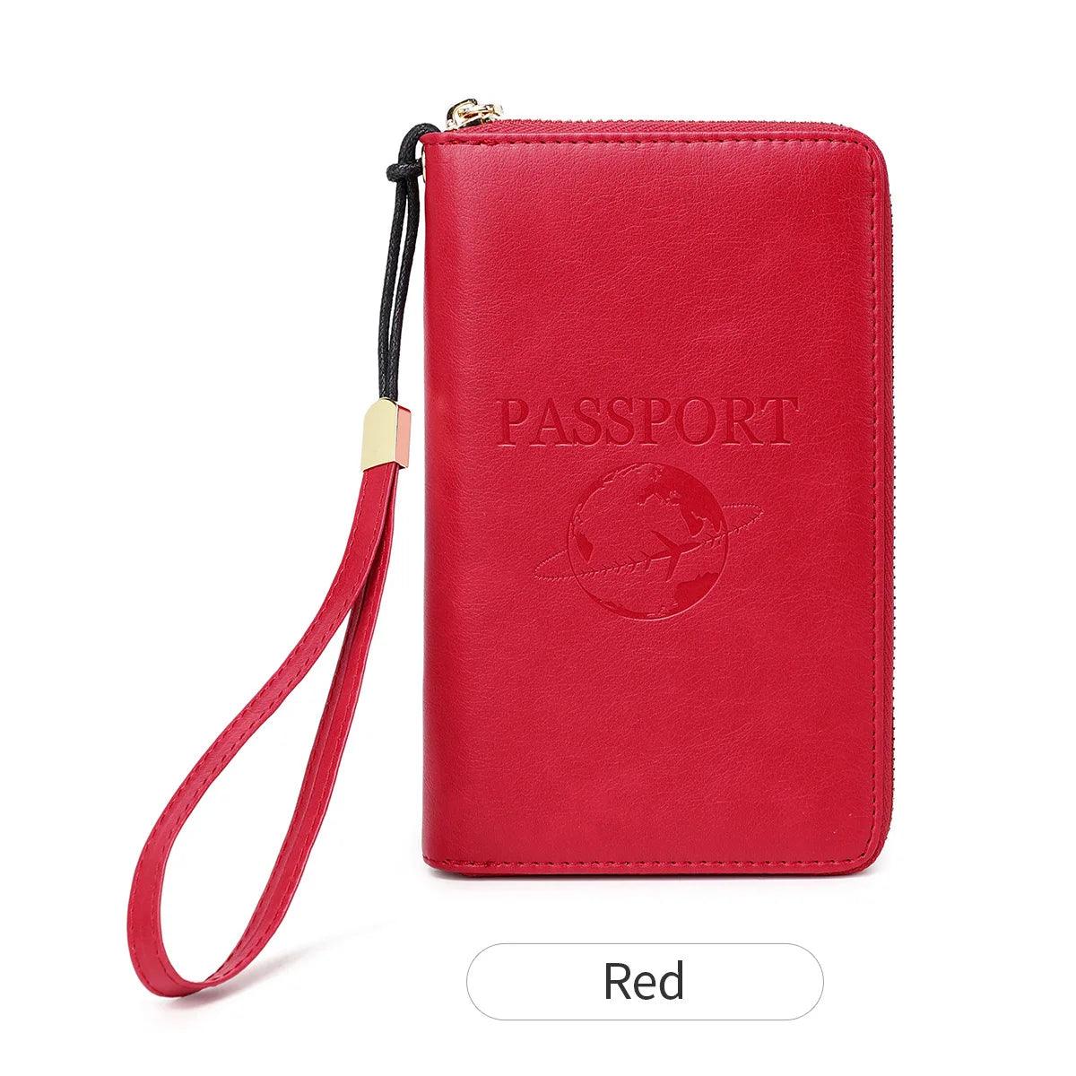 Fashionable and Portable RFID Travel Passport CasePULeather Multi functional Credit Card Passport Bag Neutral Travel Accessories - NTKSTORE