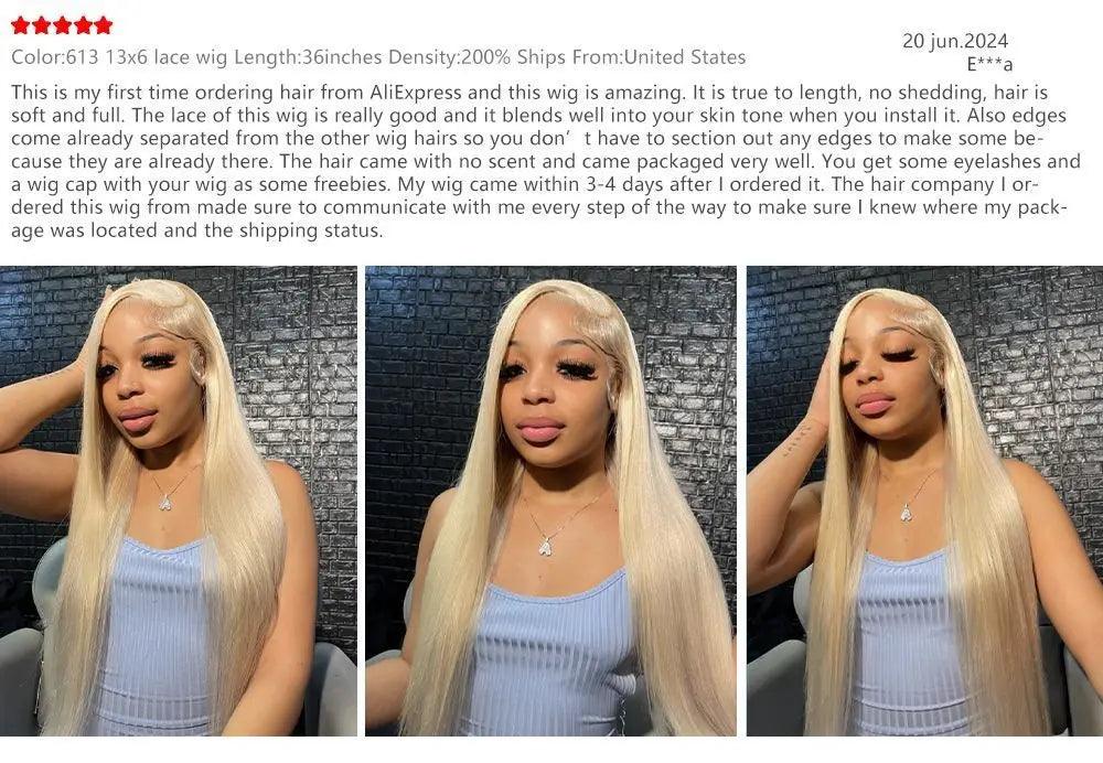 613 13x6 HD Lace Frontal Wig Honey Blonde 13x4 Lace Front Human Hair Wigs For Women Preplucked Bone Straight Human Hair 200% - NTKSTORE