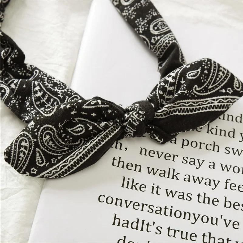 New Boho Women Soft Solid Print Headbands Vintage Cross Knot Elastic Hairbands Turban Bandanas Girls Hair Bands Hair Accessories - NTKSTORE