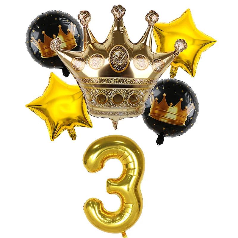 2pcs 32inch Rainbow Number Foil Balloons with Crown for Kids Boy Girl 1st Birthday Party Decorations Rose Gold Figures Globos - NTKSTORE