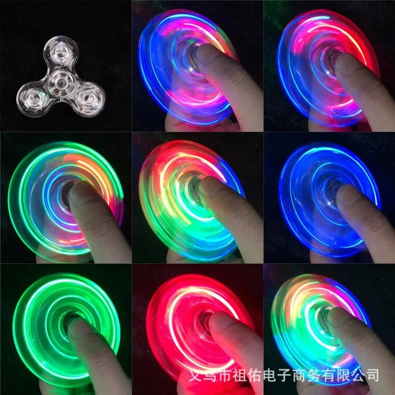 Crystal Luminous LED light Fidget Spinner Hand Top Spinners Glow in Dark EDC Stress Relief Toys Kinetic Gyroscope for Children - NTKSTORE