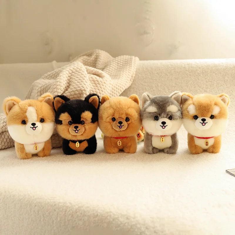 Adorbale Furry Plush Corgi Dog Plush Toy Stuffed Big Head Kawaii Lifelike Animal Shiba inu ChowChow Yorkshire Bichon Husky Doll - NTKSTORE