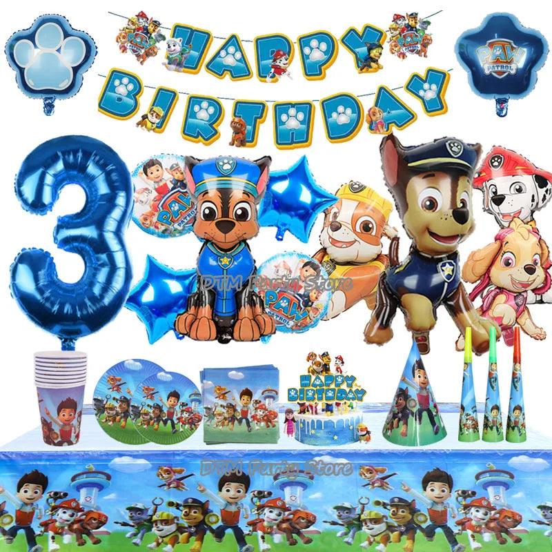 PAW Patrol Birthday Party Decorations Latex Aluminum Foil Balloons Disposable Tableware Kids Event Supplies Chase Marshall Skye - NTKSTORE