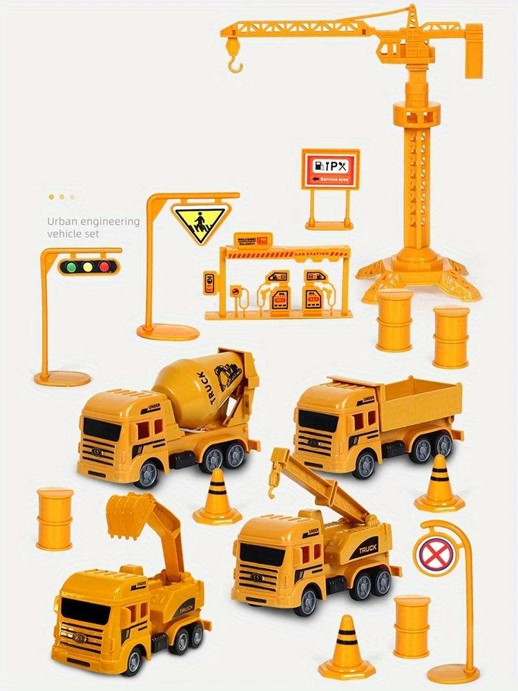 Engineering Vehicle Toys Plastic Construction Excavator Tractor Dump Fire Truck Bulldozer Models Kids Boys Mini Gifts - NTKSTORE