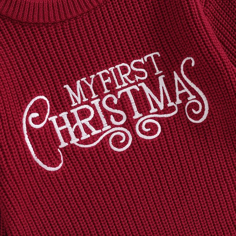 Newborn Christmas Autumn Winter Rompers Baby Boys Girls Letter Embroidery O-neck Long Sleeve Knitted Sweaters Rompers