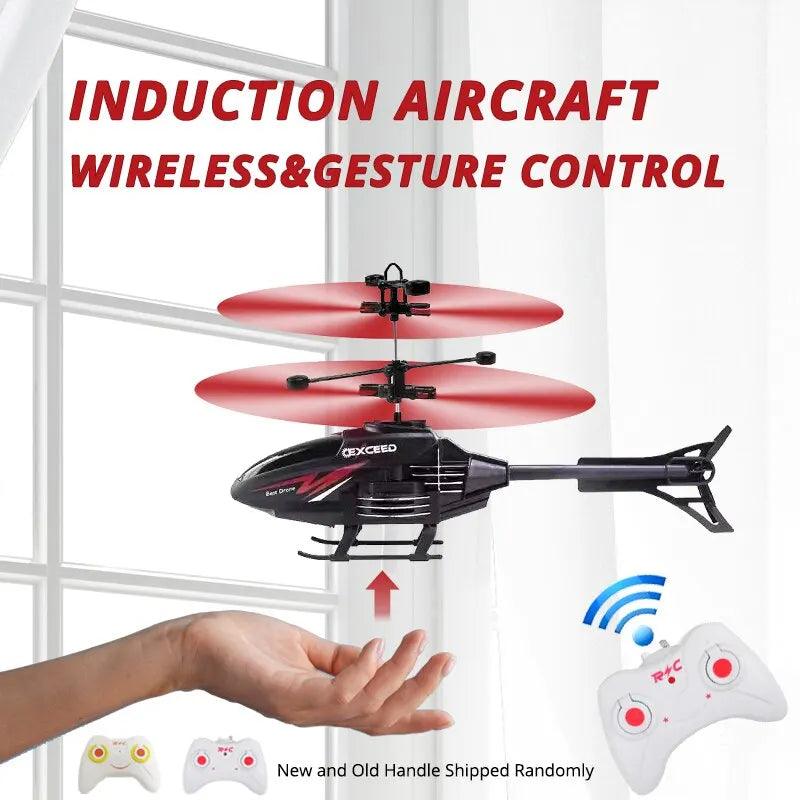 2 Channel Gesture Control Suspension Helicopter RC Remote Induction Aircraft With Charging LED Light Kids Toy for Boys - NTKSTORE