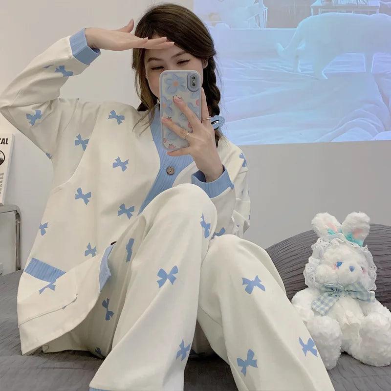 Maternity Pajamas Homewear Suit Nursing Pajamas Moon Clothes Spring and Autumn Cotton Monthly Clothing Summer Nursing Clothes - NTKSTORE