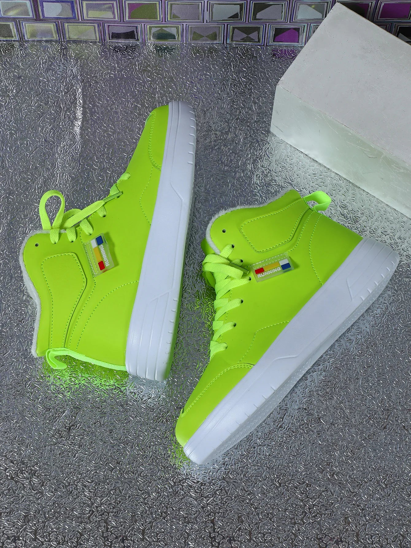 Couples Trend Color Matching Warm Winter Short Fluffy Casual High Top Sports Shoes Fashion Outdoor Shoes