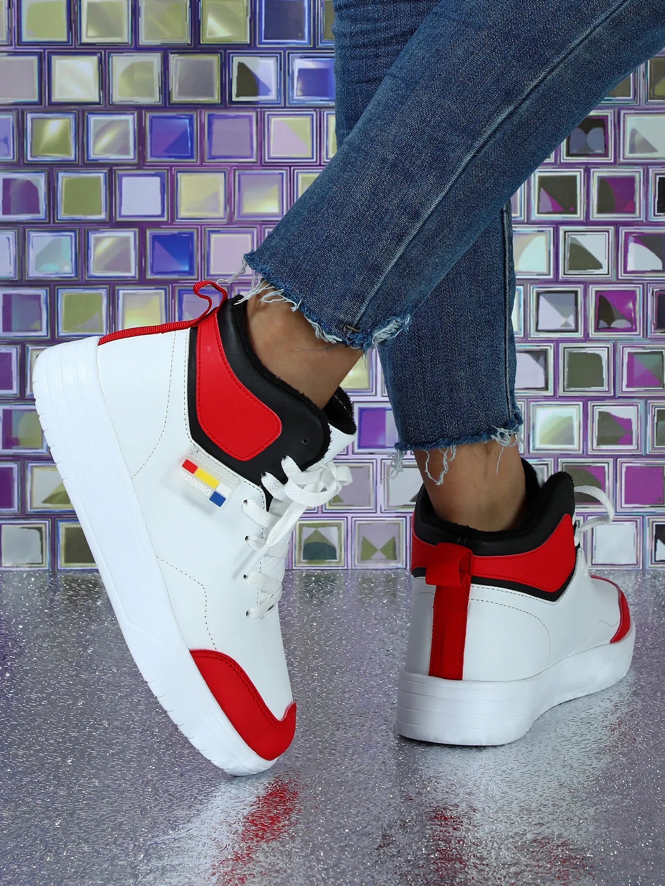 Couples Trend Color Matching Warm Winter Short Fluffy Casual High Top Sports Shoes Fashion Outdoor Shoes