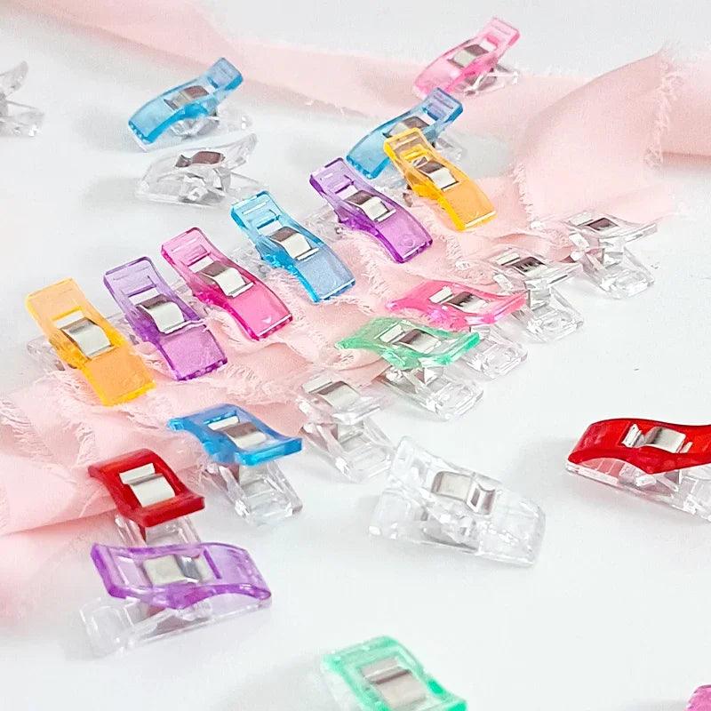 20/50/100PCs Sewing Clips Plastic DIY Crafting Crocheting Knitting Clothing Clips Assorted Colors Craft Securing Quilting Clip - NTKSTORE