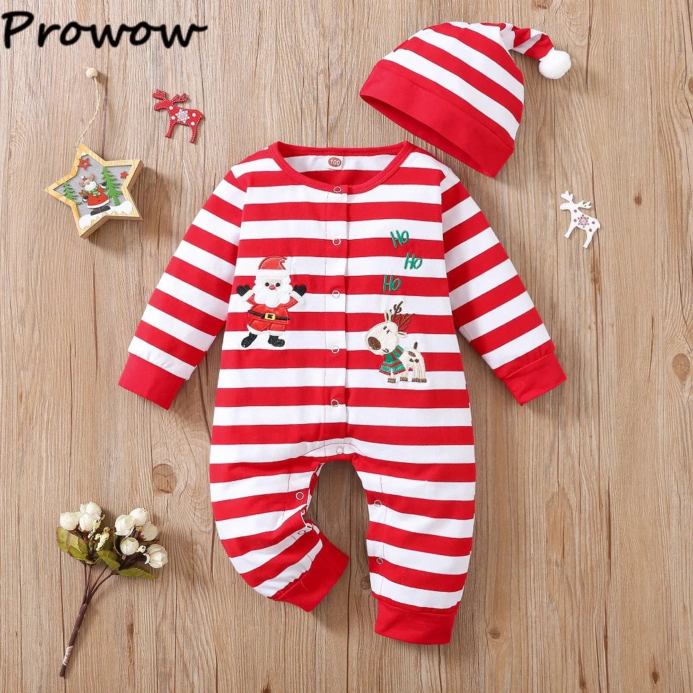 Prowow My First Christmas Baby Romper Green Xmas Tree Bodysuit For Infants Newborns 2024 New Year Baby Costume