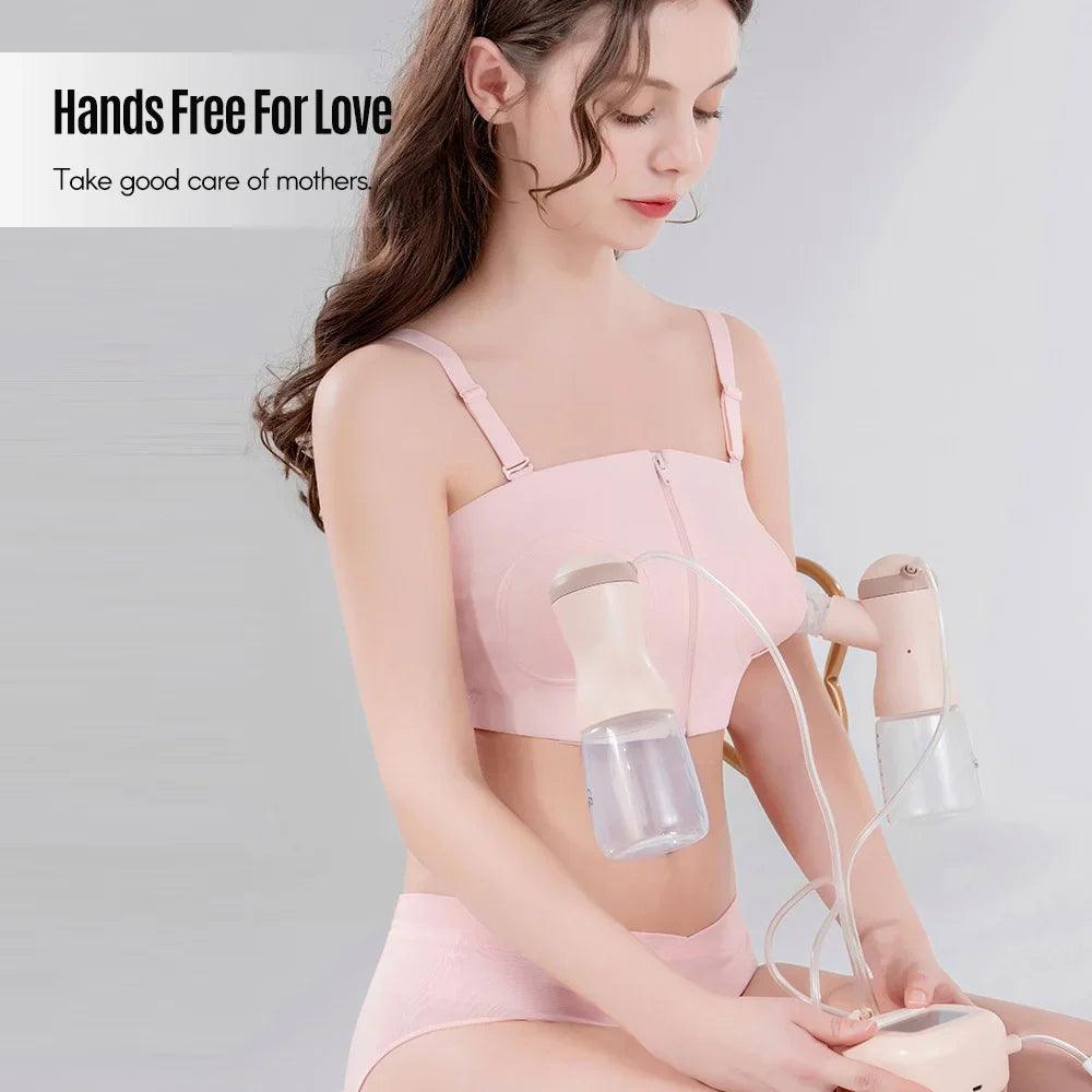 Maternity Bra Hands Free Pumping Bra Adjustable Cotton Breast Pump Bra No Steel Ring Nursing Bra for Breast Pump - NTKSTORE