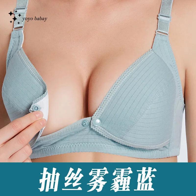 Soft Wire Free Nursing Bra 100% Cotton Breastfeeding Maternity Suckling Button Brassiere for Pregnant Women Underwear Clothing - NTKSTORE