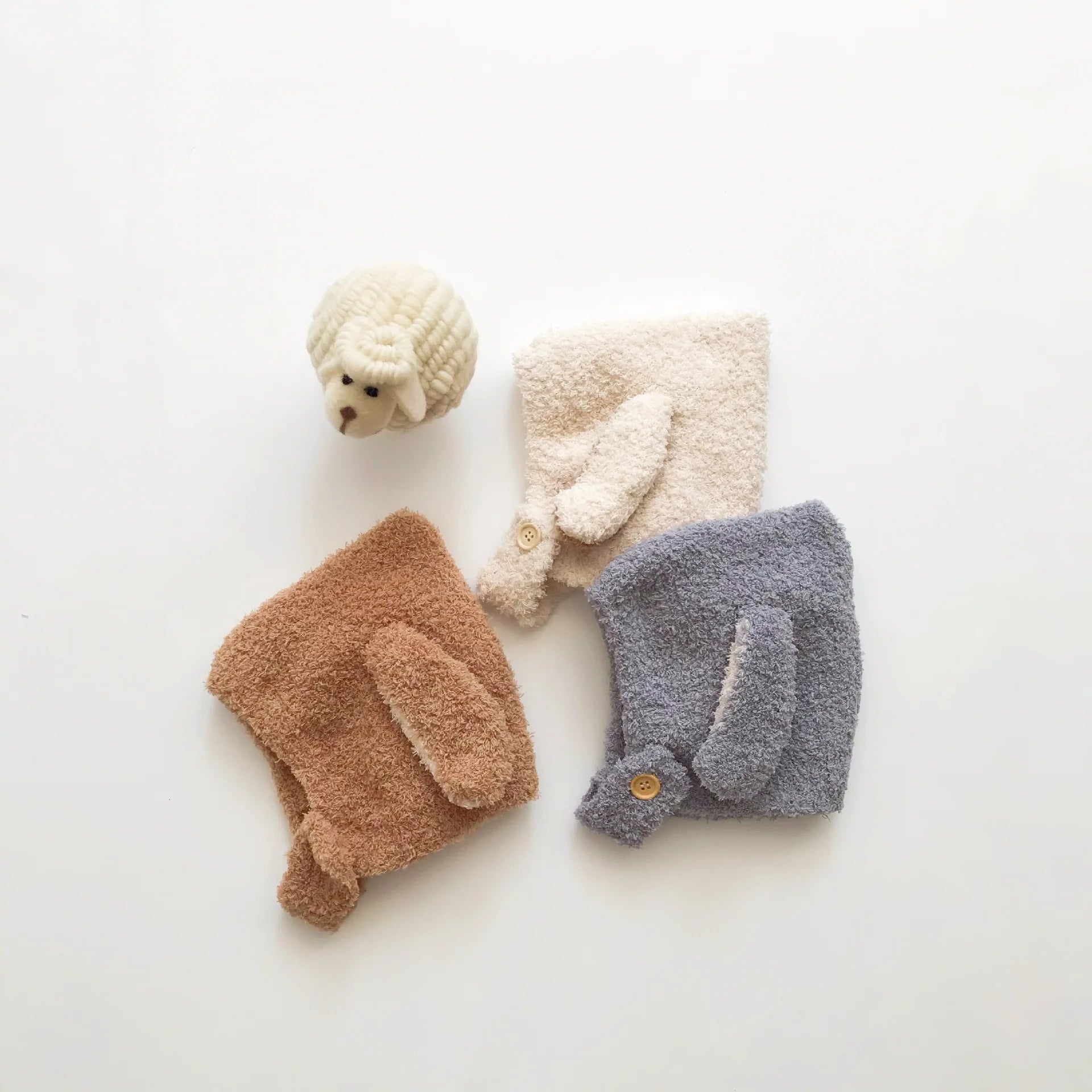 Cute Baby Winter Hat Fleece Warm Bonnets Rabbit Ear Hats for Kids Infant Babies Accessories Newborn Photography Props Boys Girls - NTKSTORE