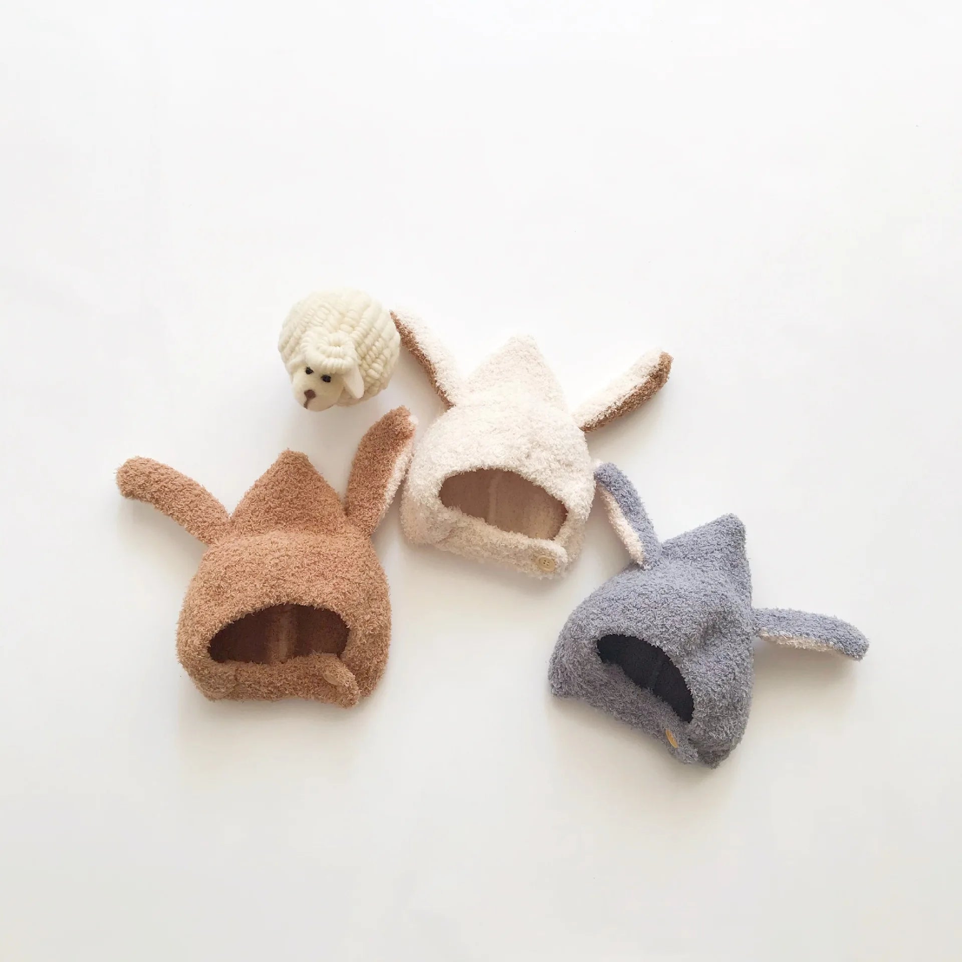 Cute Baby Winter Hat Fleece Warm Bonnets Rabbit Ear Hats for Kids Infant Babies Accessories Newborn Photography Props Boys Girls - NTKSTORE
