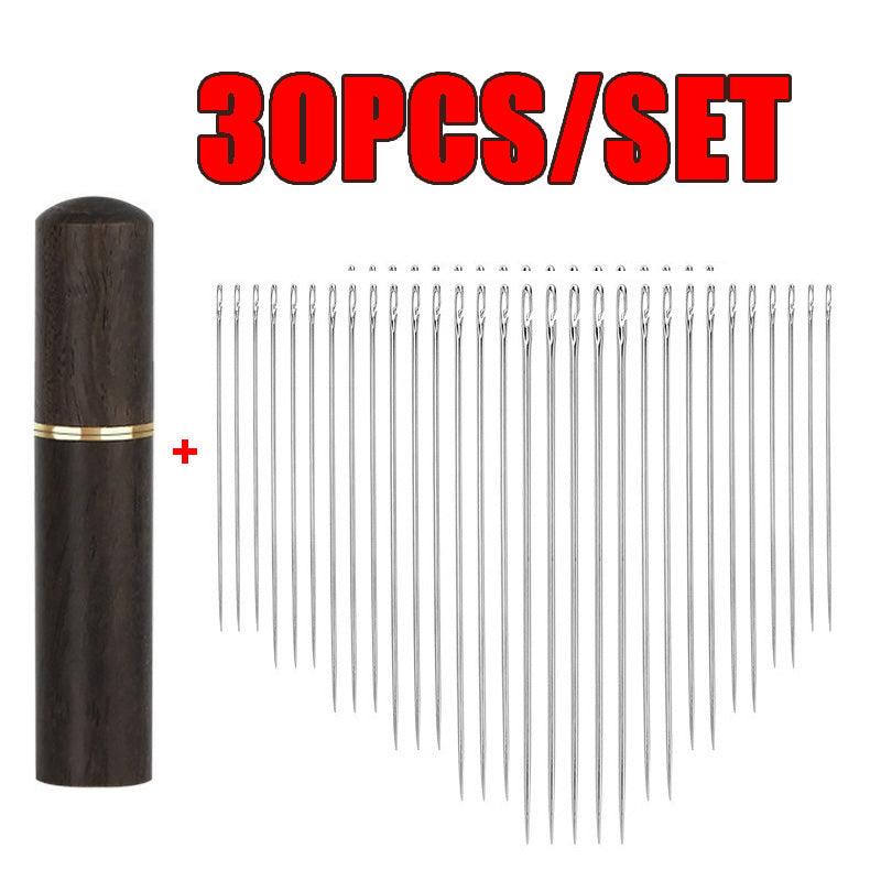 30pcs Blind Sewing Needle Elderly Stainless Steel Quick Automatic Self-Threading Needle Stitching Pins DIY Punch Needle Threader - NTKSTORE