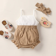 Baby Girl European and American Style Sleeveless Fashion Printed Rainbows Summer Cute Jumpsuit