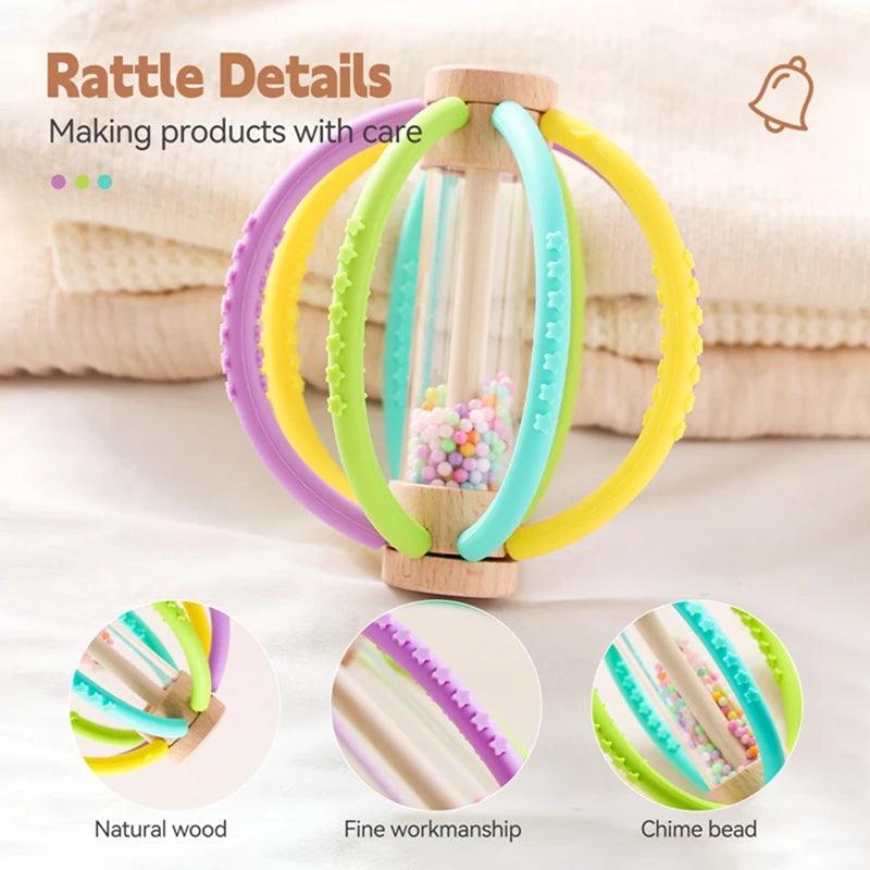 Montessori Baby Rain Stick Rainbow Hourglass Rain Music Rattle Baby Educational Toy Silicone Teether Sensory Toys for Kids Gift - NTKSTORE