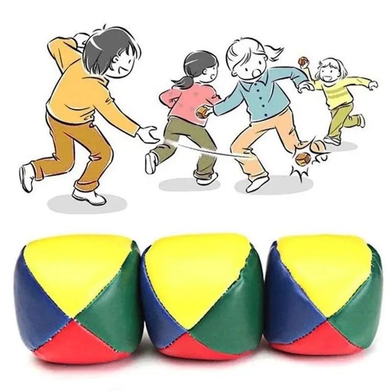 PVC juggling balls filled with leather sandbags 3/6 juggling balls set circus balls 4 panel colors children's outdoor sports toy - NTKSTORE