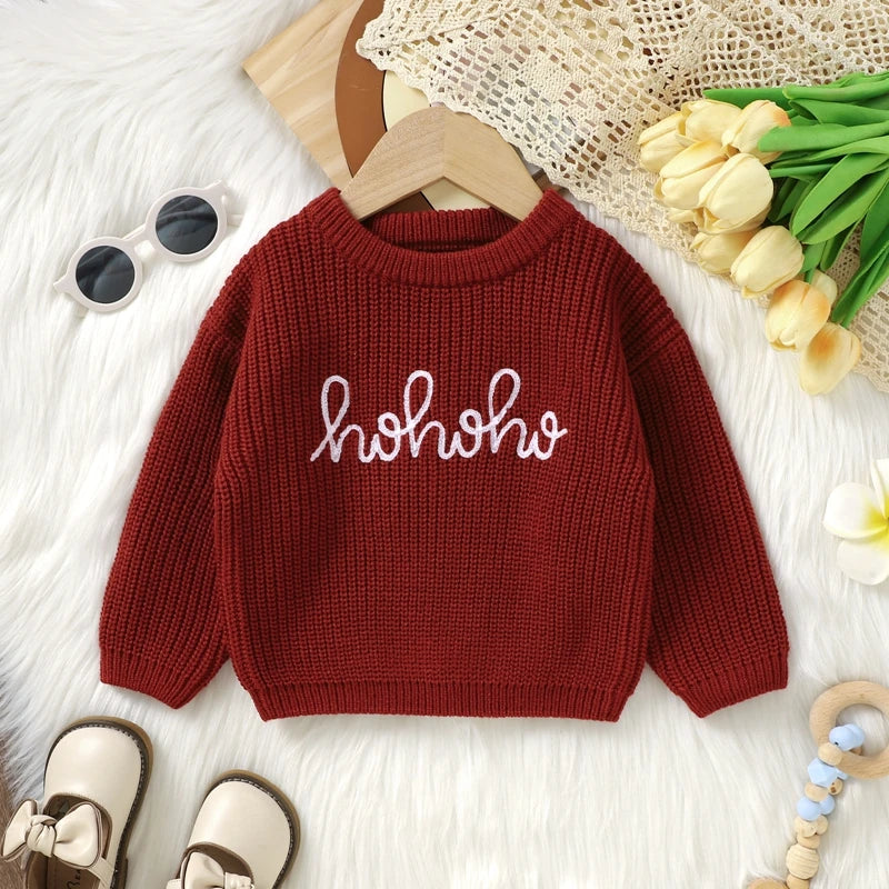 0-36months Baby Girls Sweater Long Sleeve Crew Neck Letters Winter Warm Knit Pullover Sweater For Infant For Girls