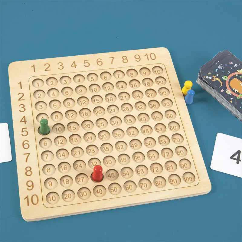 99 Multiplication Board Game Wooden Montessori Learning Educational Toys With Flash Cards Counting Teaching Aids