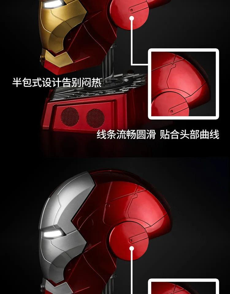 Hot 60cm Iron Man 1:1 Cosplay Helmet Marvel Avengers Light Led Ironman Mask Action Figure Model Toy Child Adult Christmas Gift - NTKSTORE