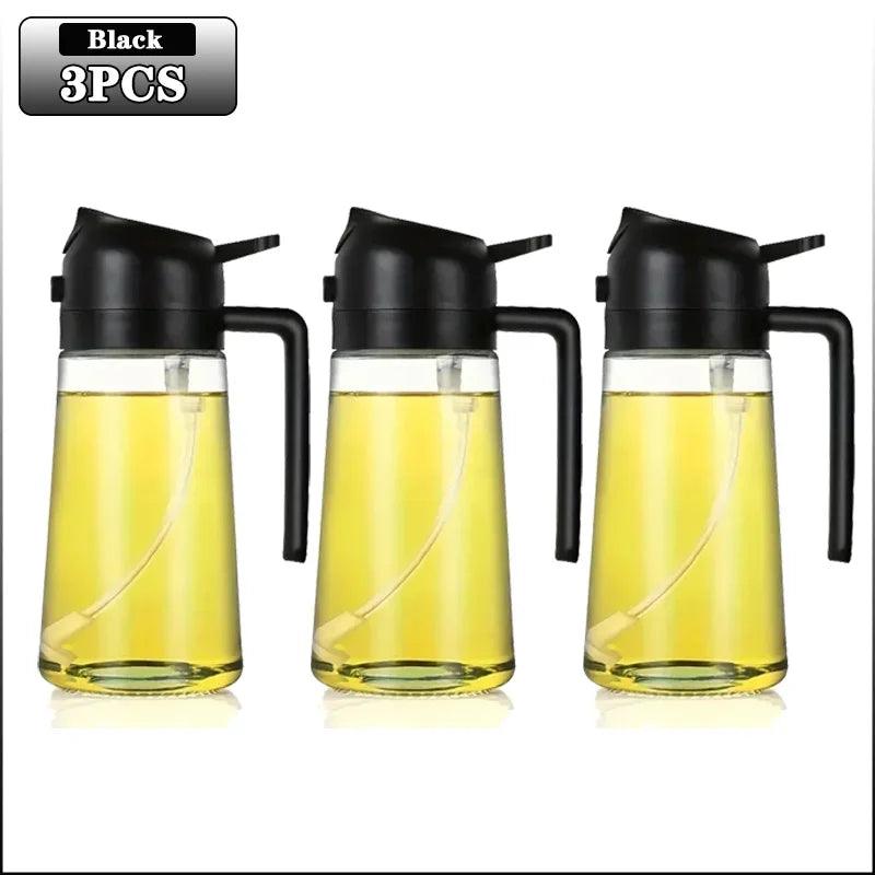 2in1 500ml Glass Spray Oil Sprayer Bottle Spray Oil Dispenser Oil Jar Cruet BBQ Kitchen Baking Roasting Picnic Kitchen Tool - NTKSTORE