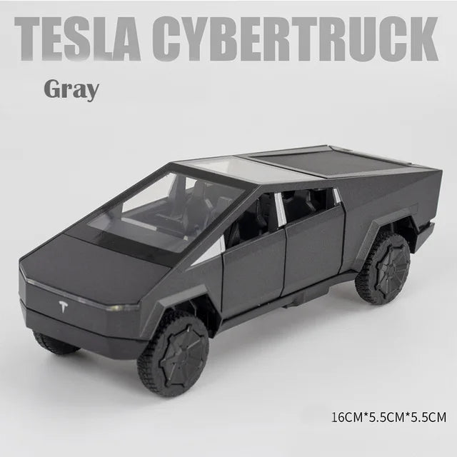 1:32 Tesla Cybertruck Pickup Alloy Car Model Diecast Toy Vehicle Sound And Light Simitation For Children Christmas Gift Boy Toys