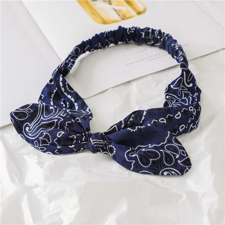 New Boho Women Soft Solid Print Headbands Vintage Cross Knot Elastic Hairbands Turban Bandanas Girls Hair Bands Hair Accessories - NTKSTORE