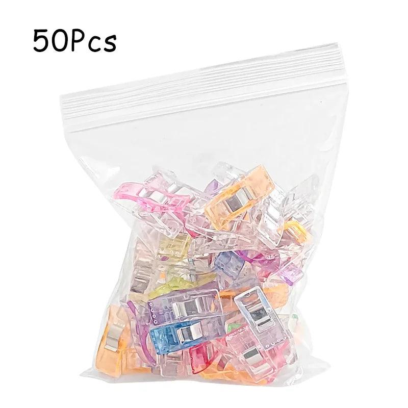 20/50/100PCs Sewing Clips Plastic DIY Crafting Crocheting Knitting Clothing Clips Assorted Colors Craft Securing Quilting Clip - NTKSTORE