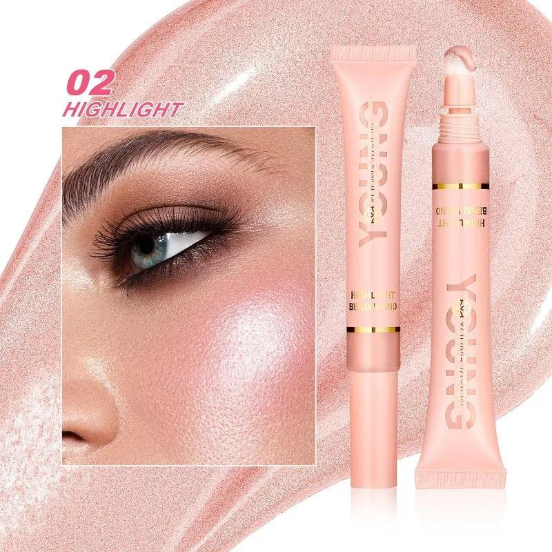 Liquid Air Cushion Highlight Blush Stick Contour Pearlescent Delicate Shimmer Stick Powder Blusher Liquid Skin-friendly Makeup - NTKSTORE